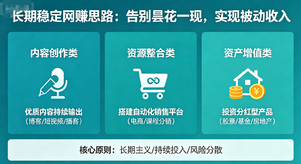 长期稳定网赚思路，告别“昙花一现”，实现被动收入